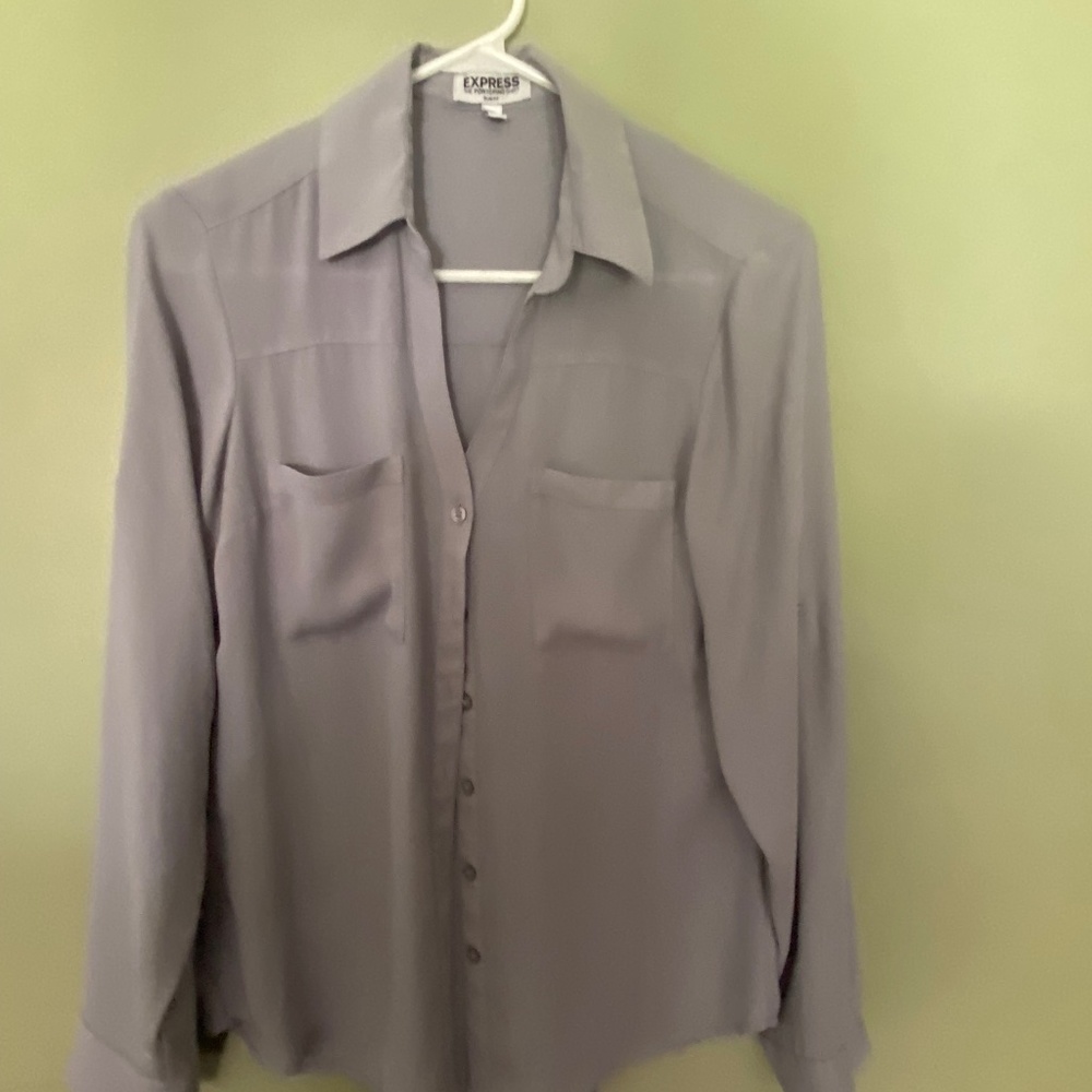 Express Portofino Shirt Blouse slim fit Gray Grey in size S